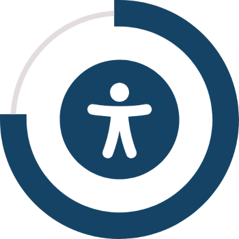 Symbol für Barrierefreiheit: Mensch-Icon im Zentrum konzentrischer, offener Kreise