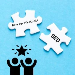 Puzzle mit den Begriffen „Barrierefreiheit“ und „SEO“
