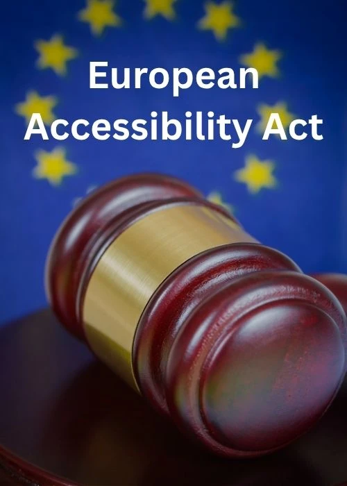 Symbolbild zum European Accessibility Act mit EU-Flagge und Richterhammer